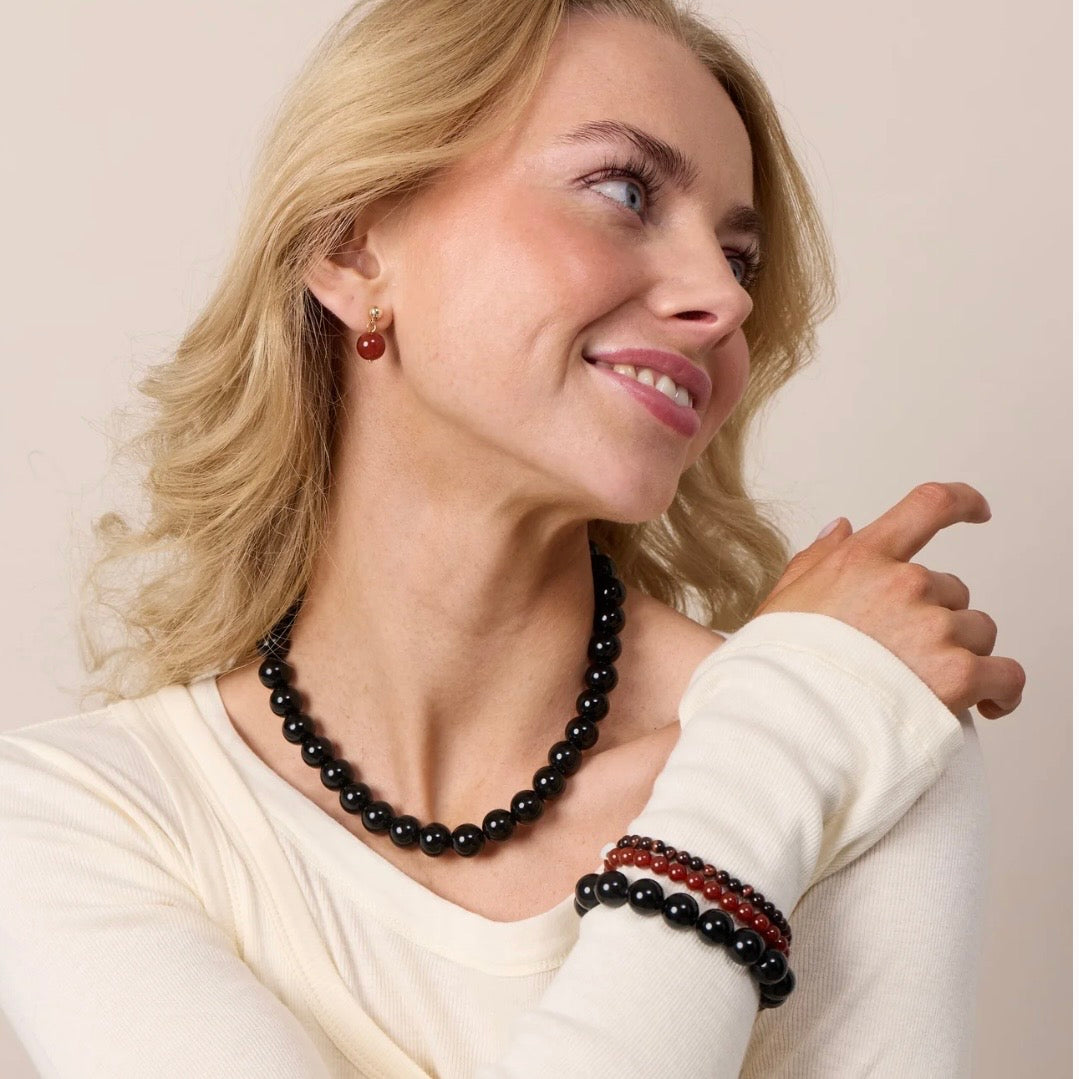 SOÏ - KRYSTAL HALSKÆDE - FARO - CHUNKY SORT ONYX