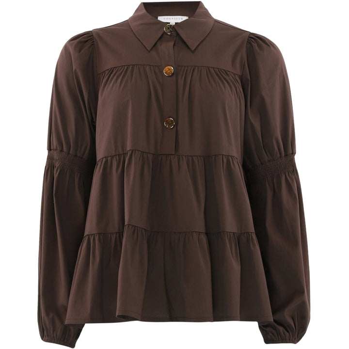 CONTINUE - SKJORTE - SANNA GOLD BUTTONS 15111 - BROWN