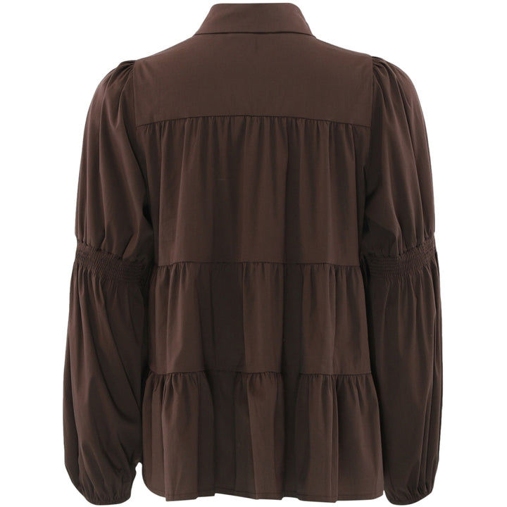 CONTINUE - SKJORTE - SANNA GOLD BUTTONS 15111 - BROWN