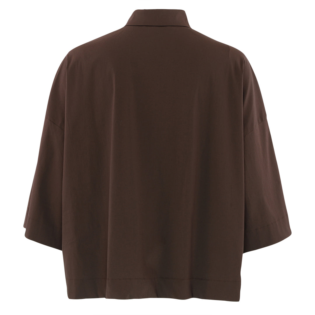 CONTINUE - SKJORTE - KLARA 15122 - DARK BROWN/GOLD BUTTONS