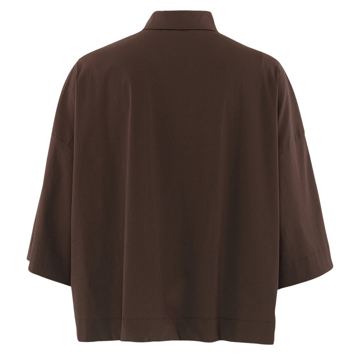 CONTINUE - SKJORTE - KLARA 15122 - DARK BROWN/GOLD BUTTONS