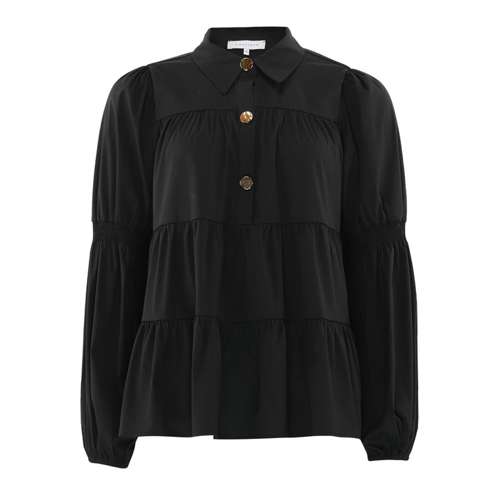 CONTINUE - SKJORTE - SANNA GOLD BUTTONS 15085 - SORT