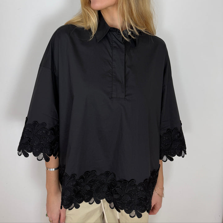 CONTINUE - SKJORTE - KLARA EMBROIDERY 15118 - SORT