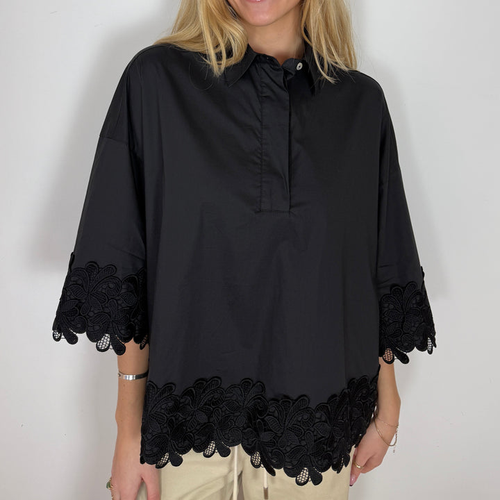 CONTINUE - SKJORTE - KLARA EMBROIDERY 15118 - SORT