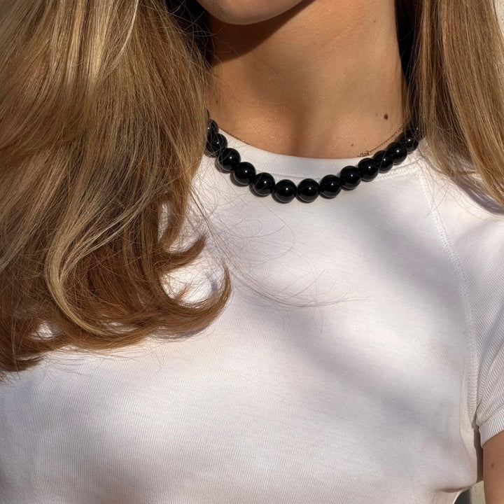 SOÏ - KRYSTAL HALSKÆDE - FARO - CHUNKY SORT ONYX