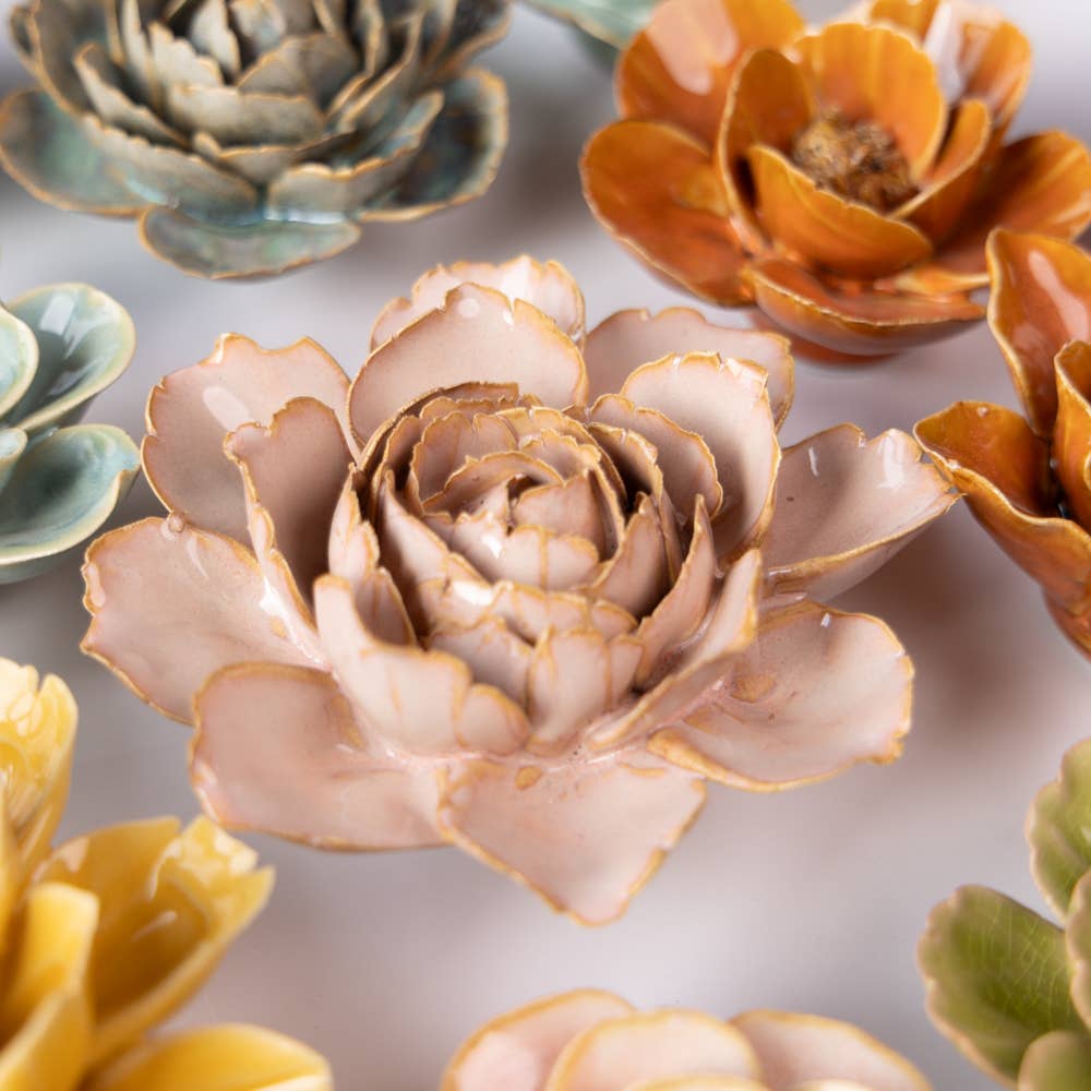CHIVE CERAMICS - KERAMISK VÆGBLOMST - ROSE PINK CAMELLIA