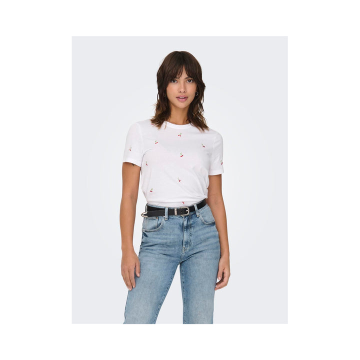 ONLY - T- SHIRT - KETTY 15288473 - BRIGHT WHITE/CHERRIES