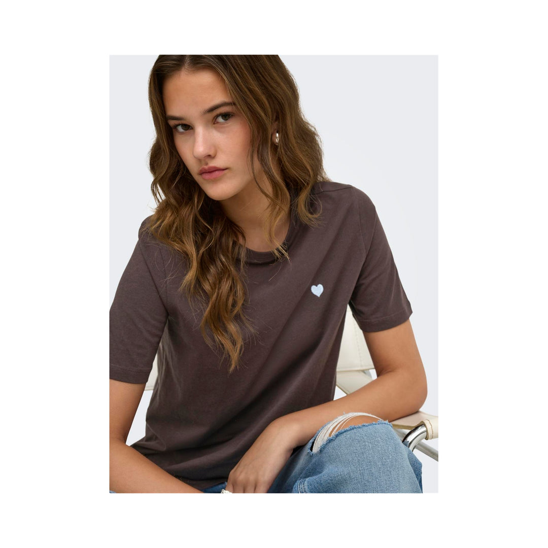ONLY - T-SHIRT - HAPPY 15370117 - COFFEE BEAN
