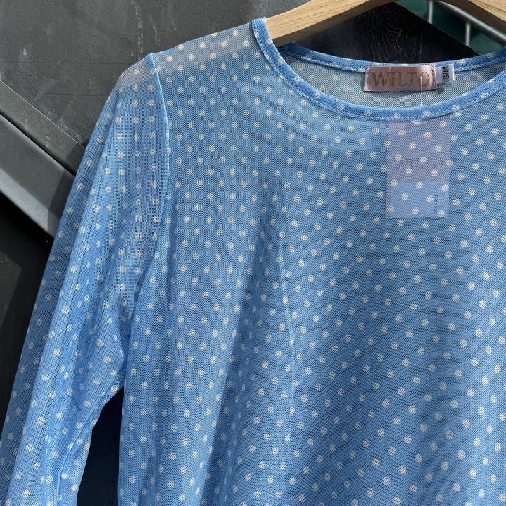 THREE M - MESH BLUSE - CH2606 - LIGHT BLUE