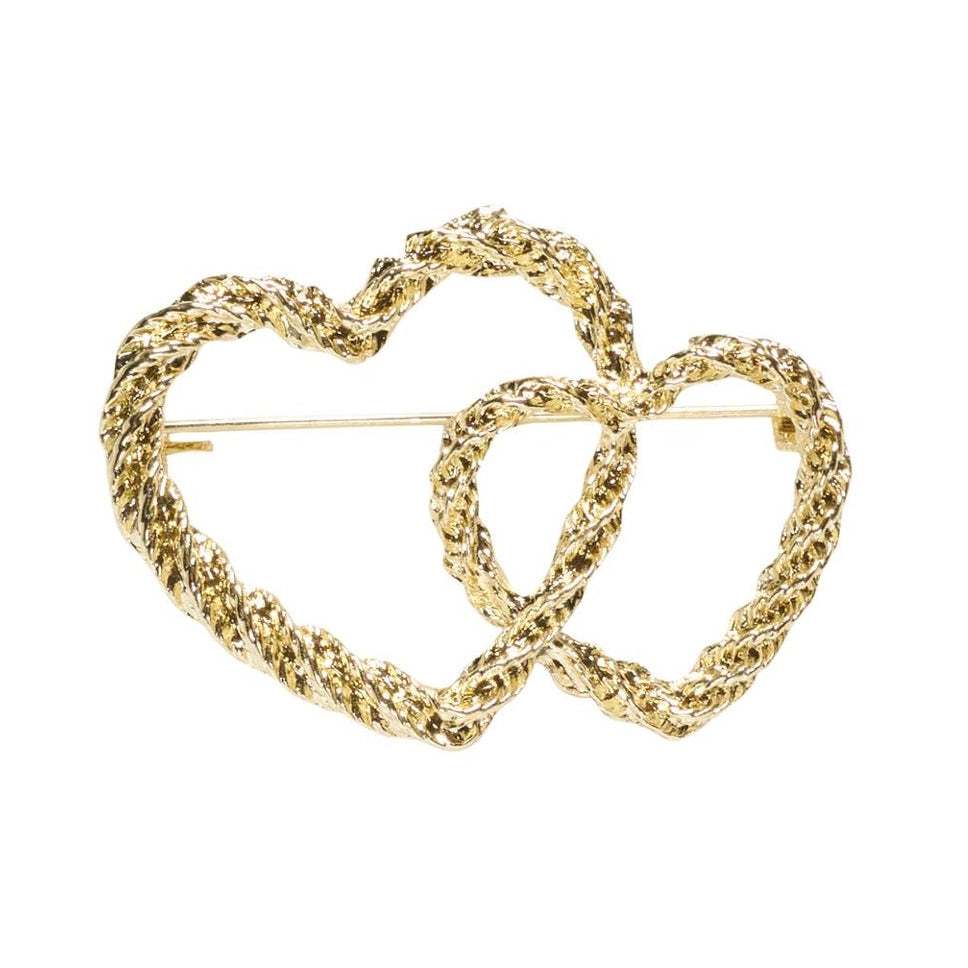 ONLY - BROCHE - MAYRA 15383207 - GOLD COLOUR DOUBLE HEART