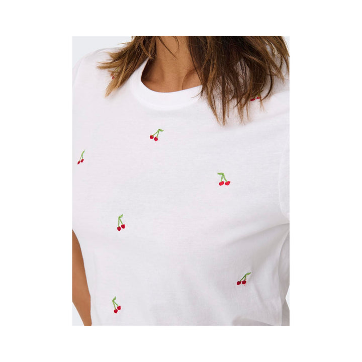 ONLY - T- SHIRT - KETTY 15288473 - BRIGHT WHITE/CHERRIES