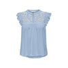 ONLY - TOP - VESTINE 15337374 - CASHMERE BLUE/CLOUD DANCER EMB.