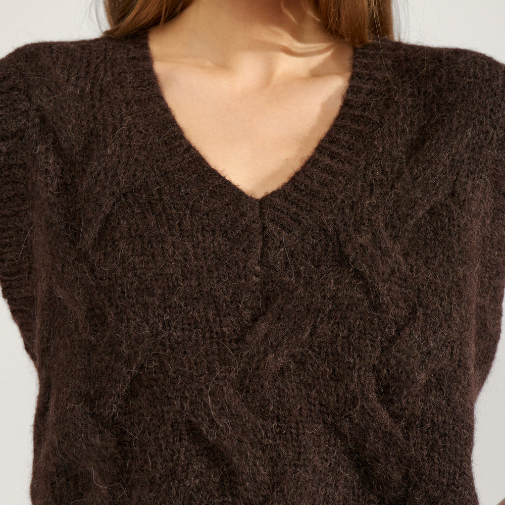 NUMPH - VEST - ALMAS  strik  - 707201 - 5698 BLACK COFFEE