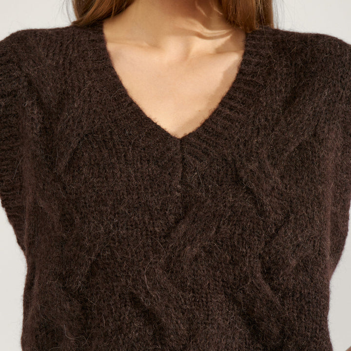 NUMPH - VEST - ALMAS  strik  - 707201 - 5698 BLACK COFFEE
