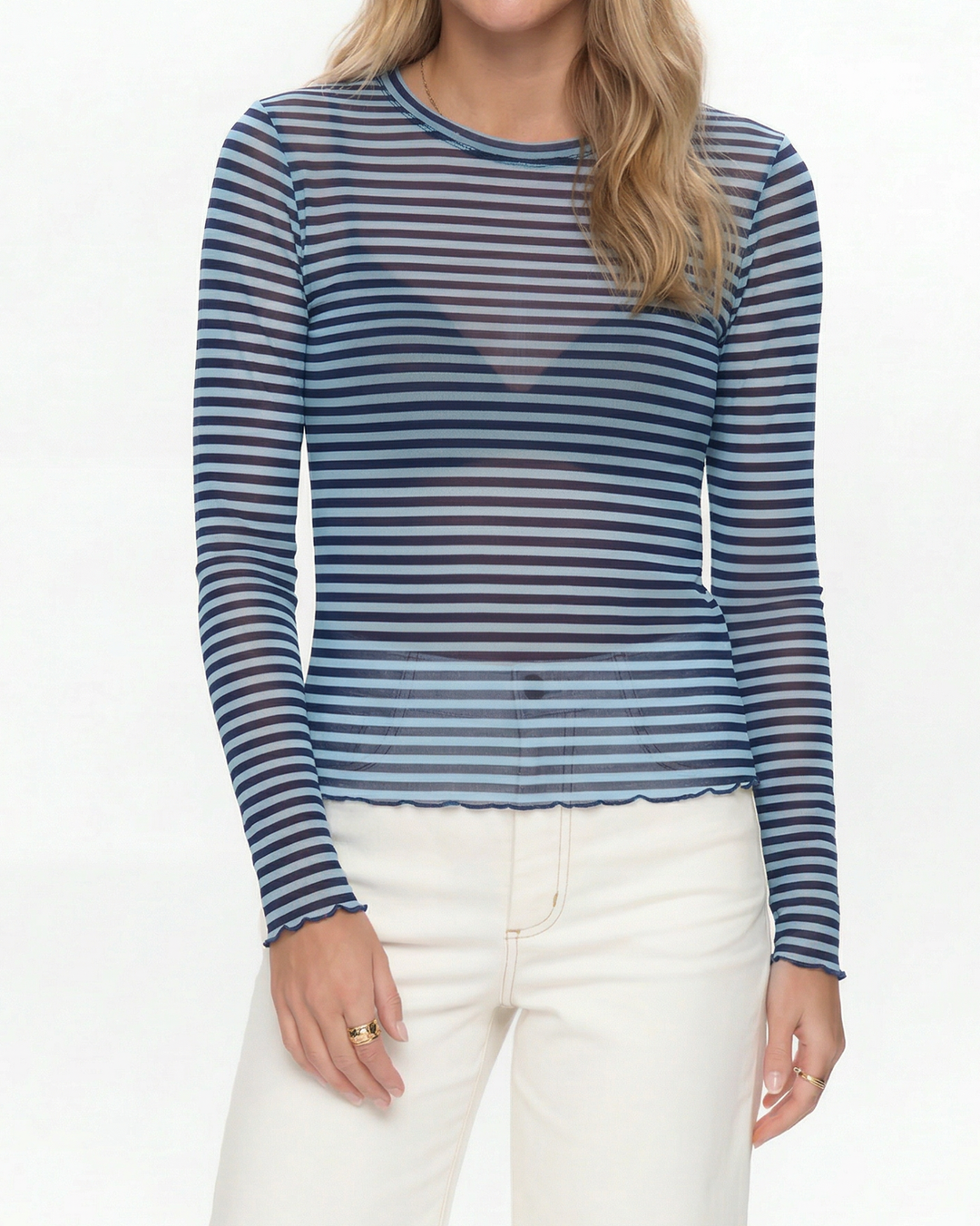 NUMPH - MESH BLUSE STRIP - SINE - 707994 - floaty blue