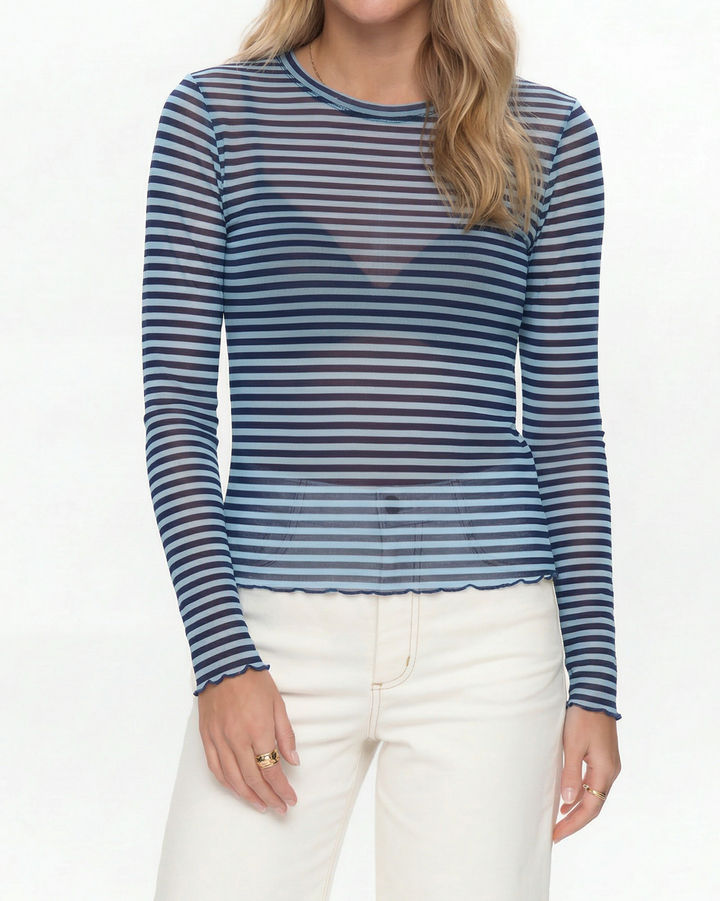 NUMPH - MESH BLUSE STRIP - SINE - 707994 - floaty blue