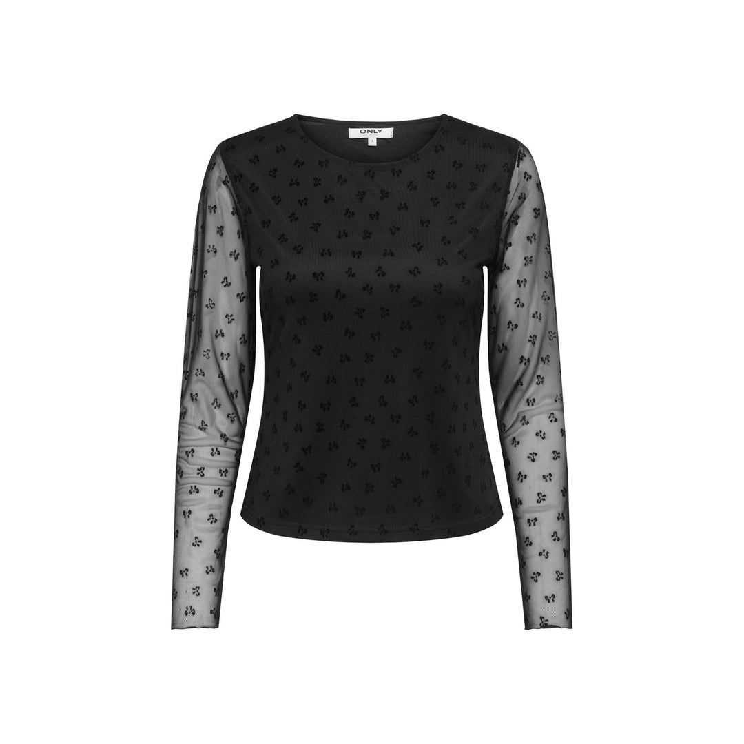 ONLY - TOP - SIENA 15362924 - BLACK FLOCK BOWS
