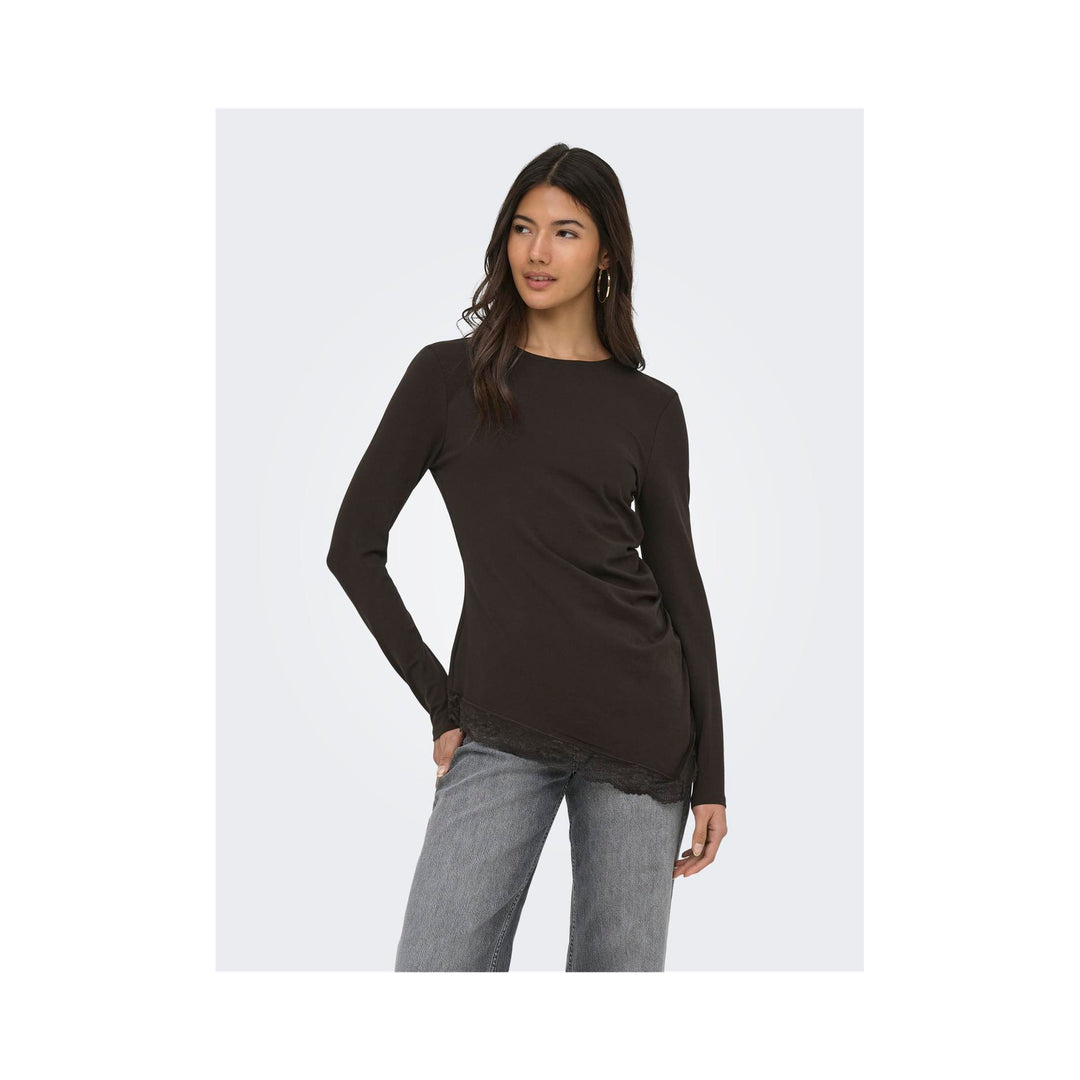 ONLY - BLUSE - LIVE LOVE RUCHING 15385111 - CHOCOLATE TORTE/LACE