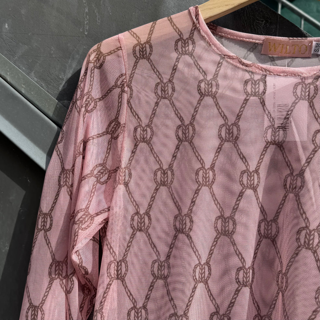 THREE M - MESH BLUSE - CH2666 - ROSE