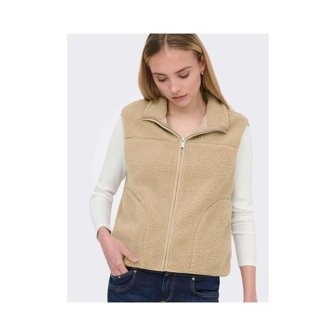 ONLY - VEST - BABY TEDDY HIGH ZIP VEST 15379000 - CORNSTALK