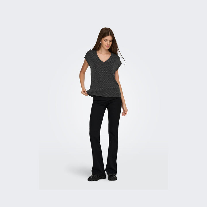ONLY - TOP - CAROL 15360960 - BLACK/HARLEKIN GLITTER