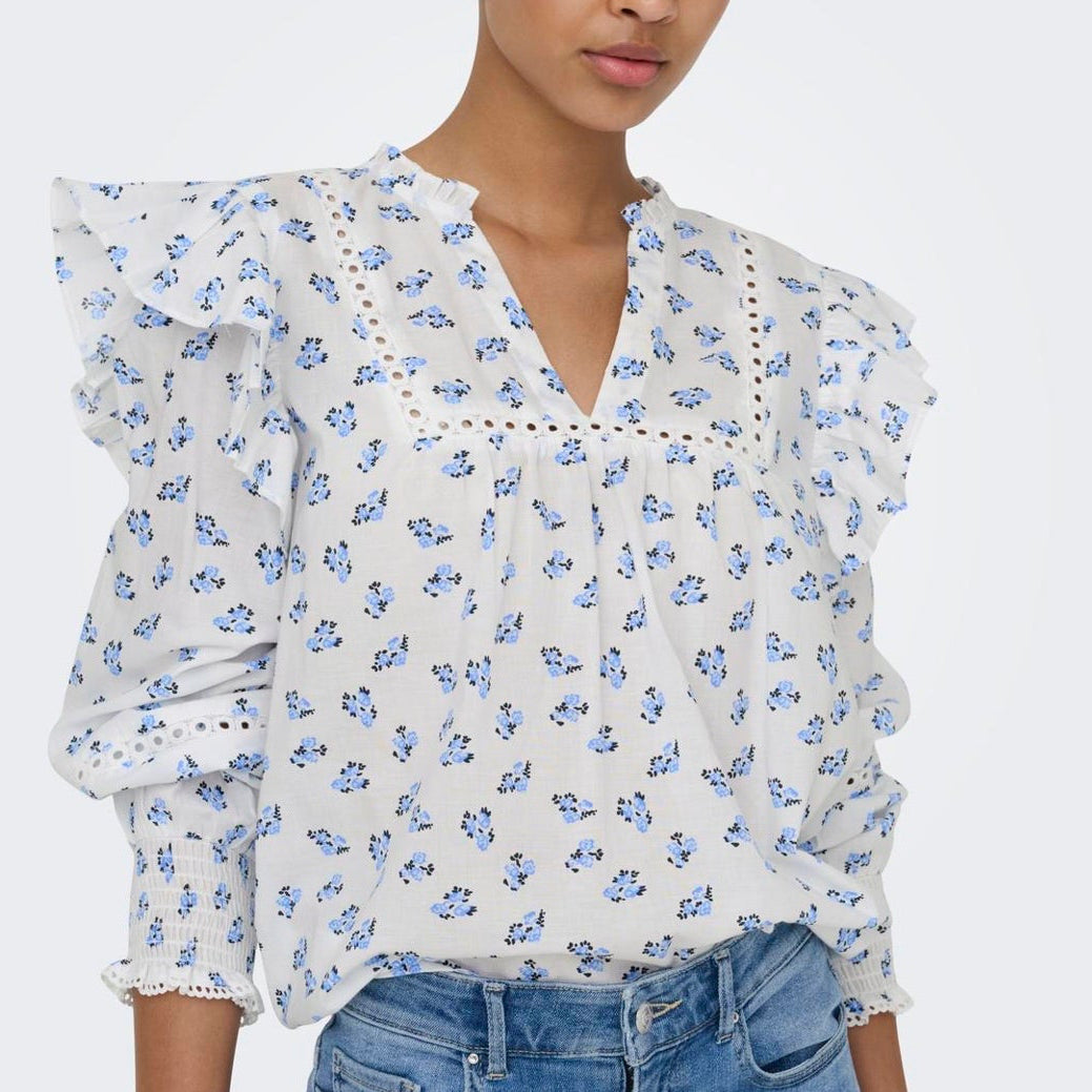 ONLY - BLUSE - IDRIS 15368843 - CASHMERE BLUE/MINI FLORAL