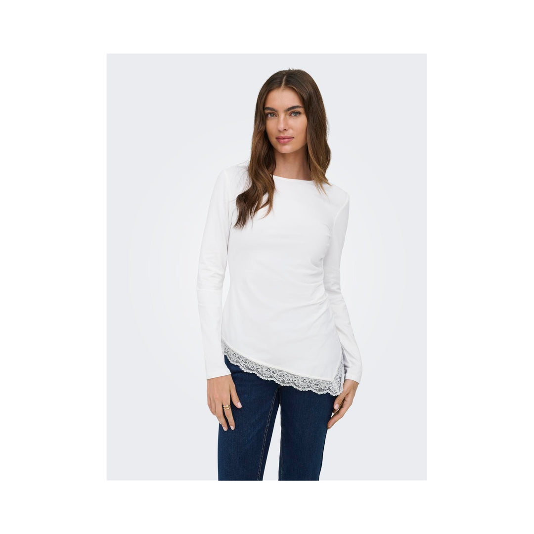 ONLY - BLUSE - LIVE LOVE RUCHING 15385111 - CLOUD DANCER/LACE
