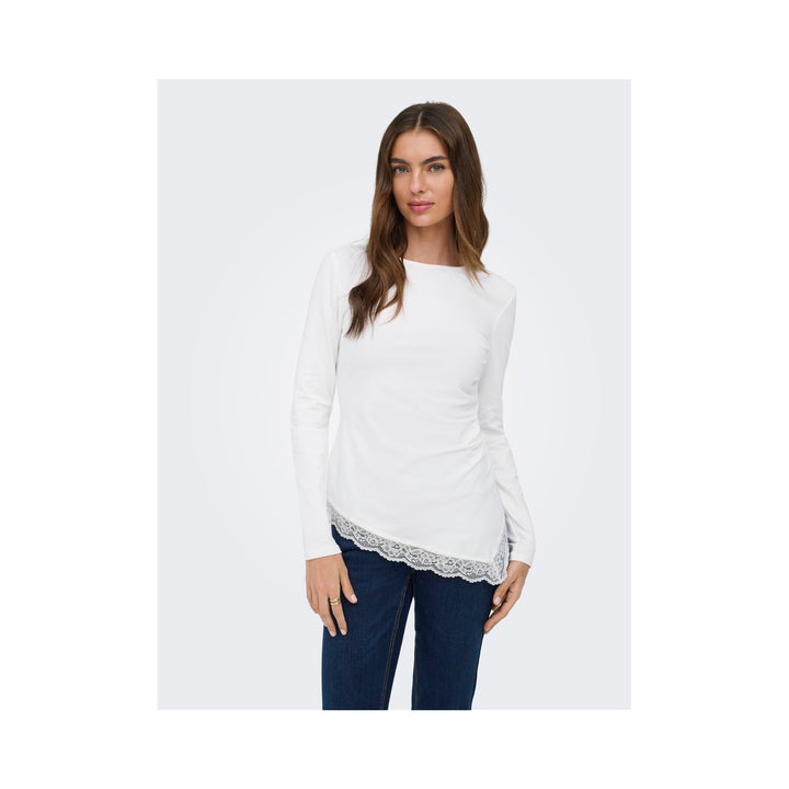 ONLY - BLUSE - LIVE LOVE RUCHING 15385111 - CLOUD DANCER/LACE