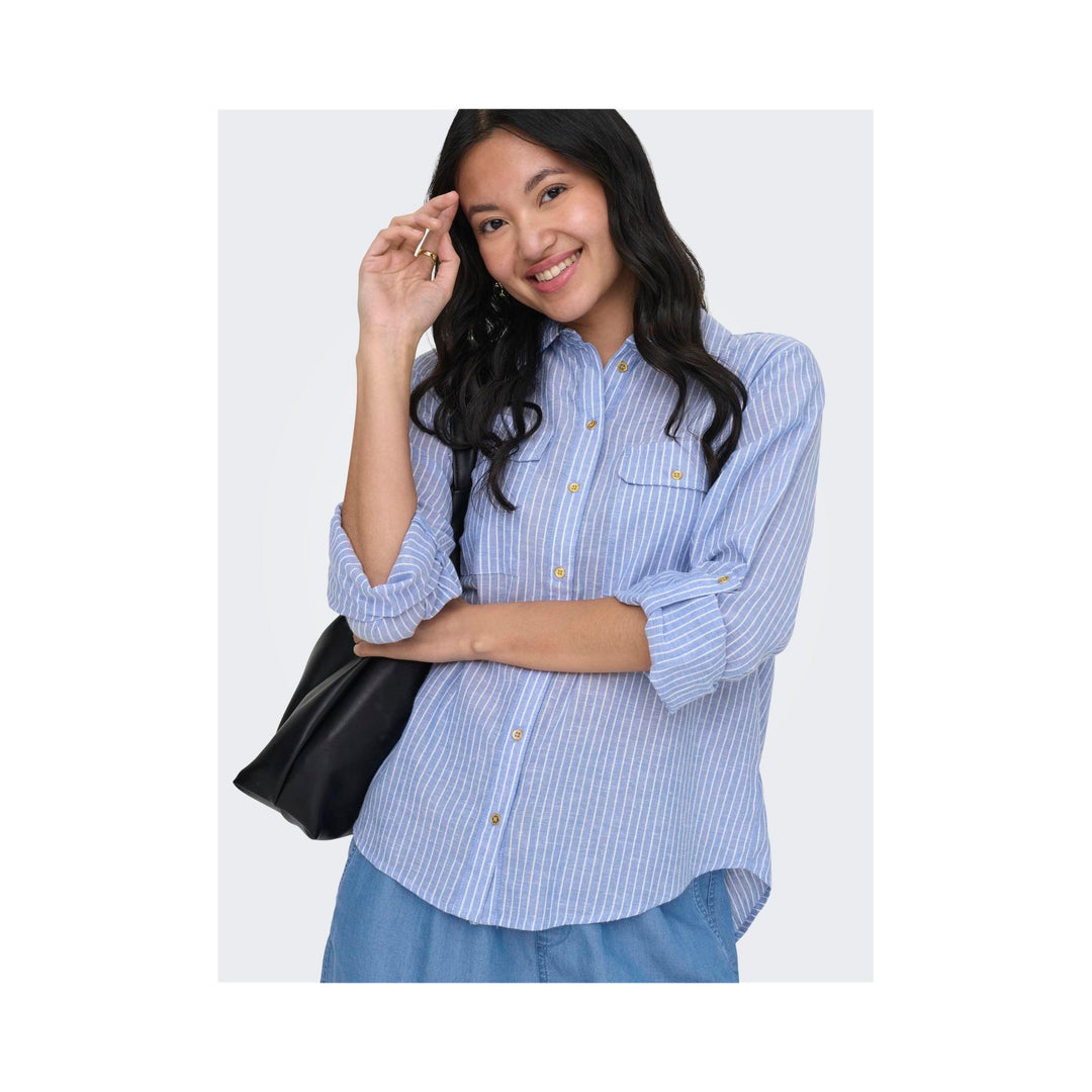 ONLY - SKJORTE - WENDY 15355352 - CASHMERE BLUE/WHITE STRIPES