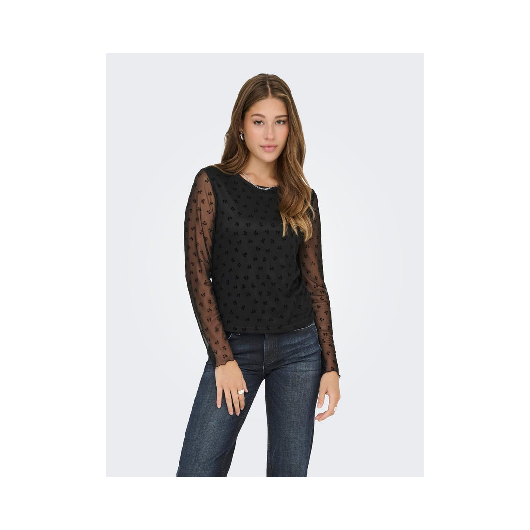 ONLY - TOP - SIENA 15362924 - BLACK FLOCK BOWS