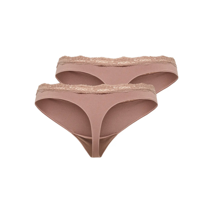 ONLY - 2-PAK G-STRENG - VICKY LACE 15354513 - COGNAC
