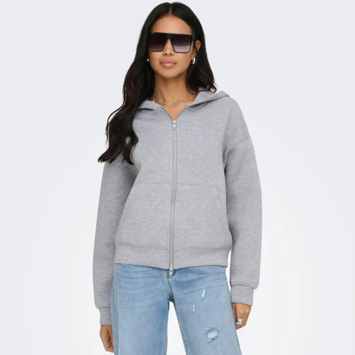 ONLY - ZIP HOODIE - NAOMI 15383142 - LIGHT GREY MELANGE