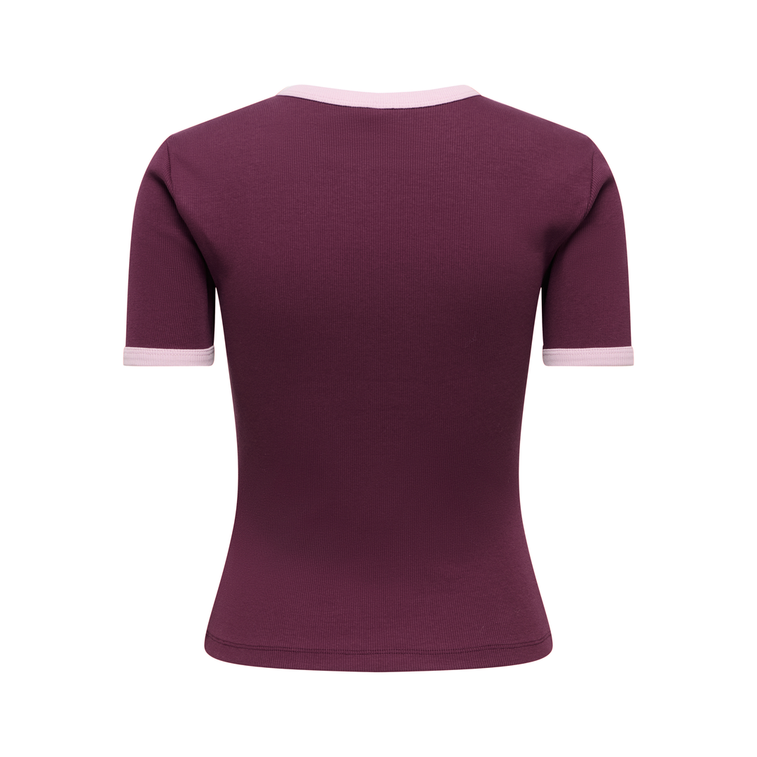 ONLY - T-SHIRT - VAL 15390610 - FIG KEEPSAKE/LILAC CONTRAST