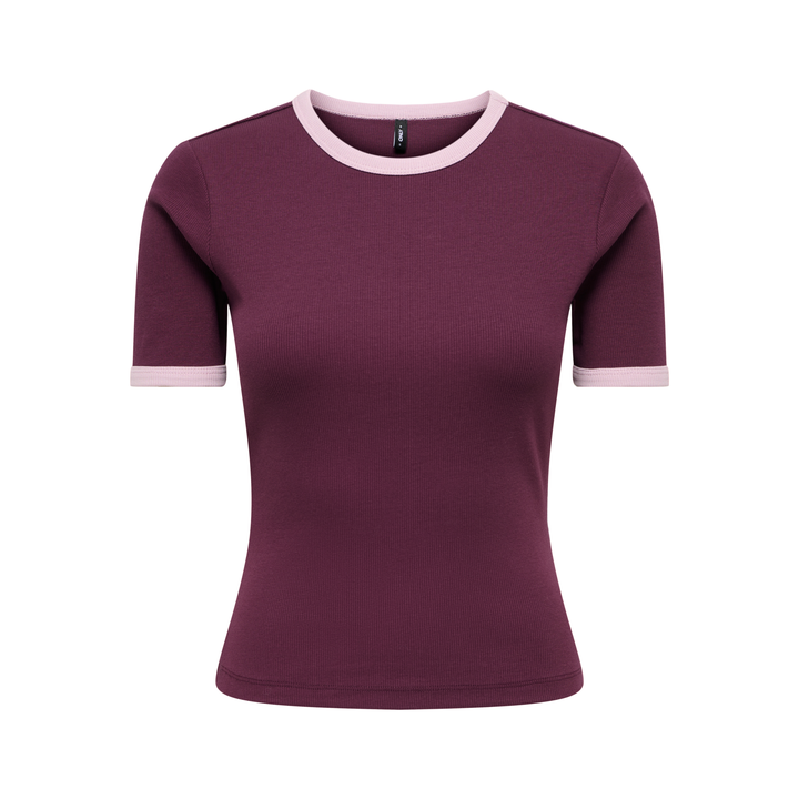 ONLY - T-SHIRT - VAL 15390610 - FIG KEEPSAKE/LILAC CONTRAST