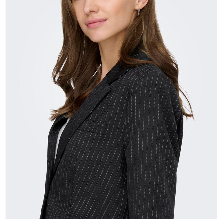 ONLY - BLAZER - REINA 15311367 - BLACK/CLOUD DANCER PINSTRIPES
