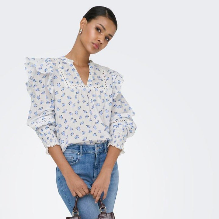 ONLY - BLUSE - IDRIS 15368843 - CASHMERE BLUE/MINI FLORAL