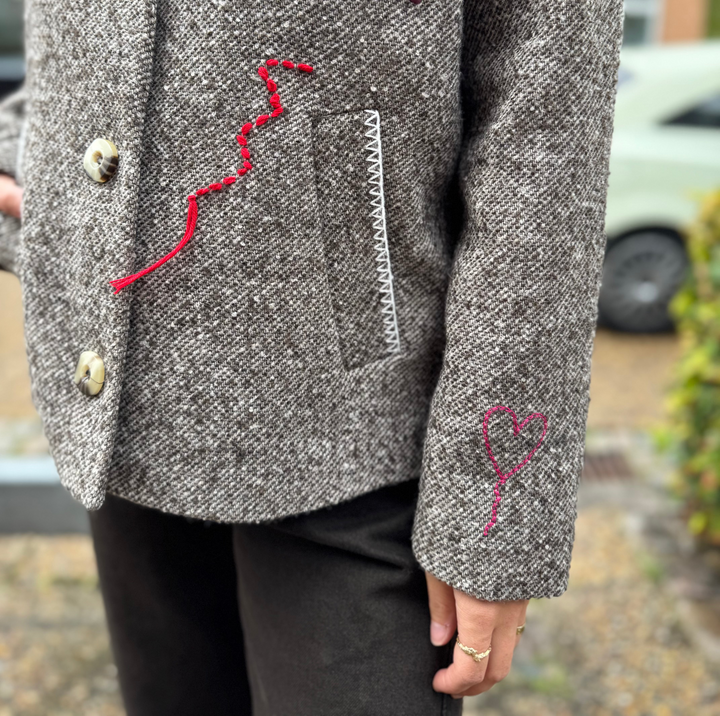 NÜMPH - FRAKKE - RAVINA EMBROIDERY 706904 - DARK EARTH