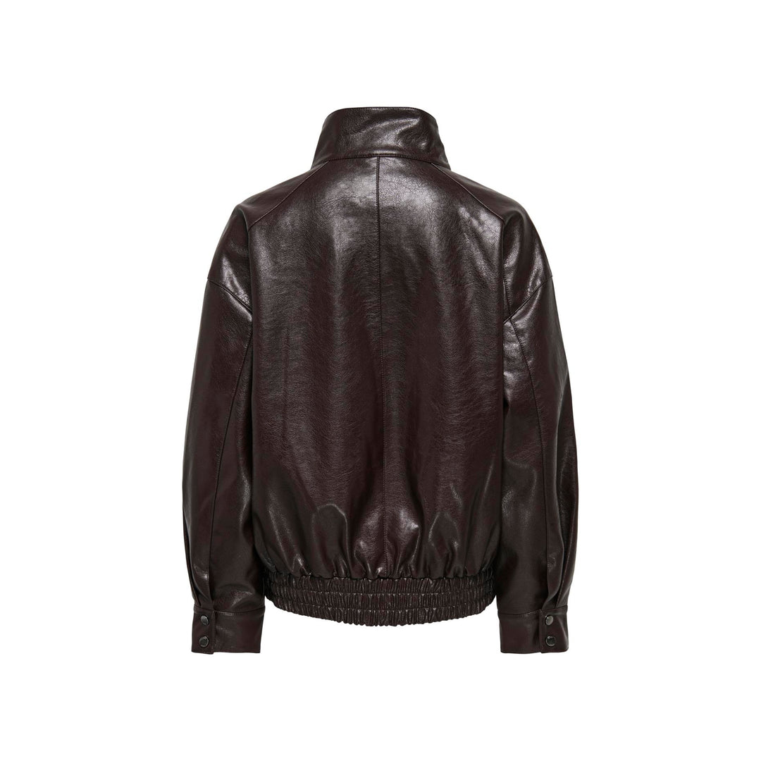 ONLY - BOMBERJAKKE - JULIA FAUX LEATHER 15373024 - CHOCOLATE TORTE