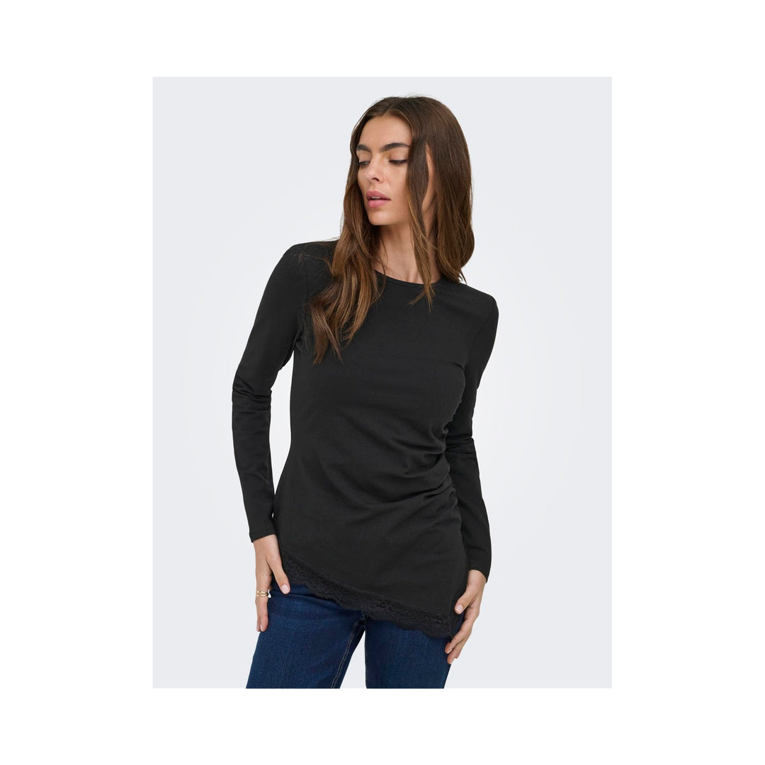 ONLY - BLUSE - LIVE LOVE RUCHING 15385111 - BLACK/LACE