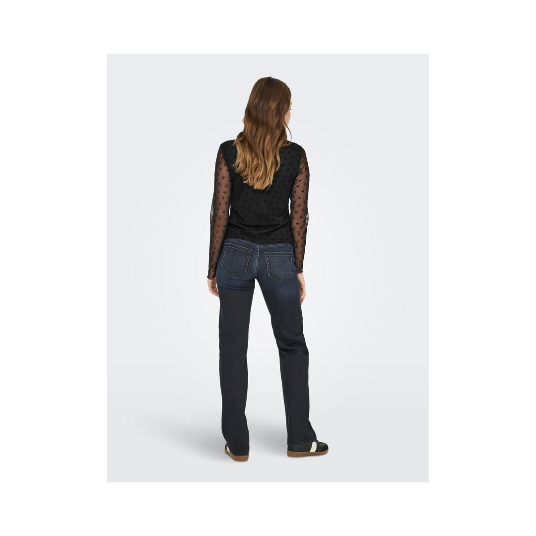 ONLY - TOP - SIENA 15362924 - BLACK FLOCK BOWS