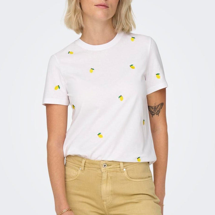 ONLY - T-SHIRT - KETTY 15288473 - BRIGHT WHITE/LEMON