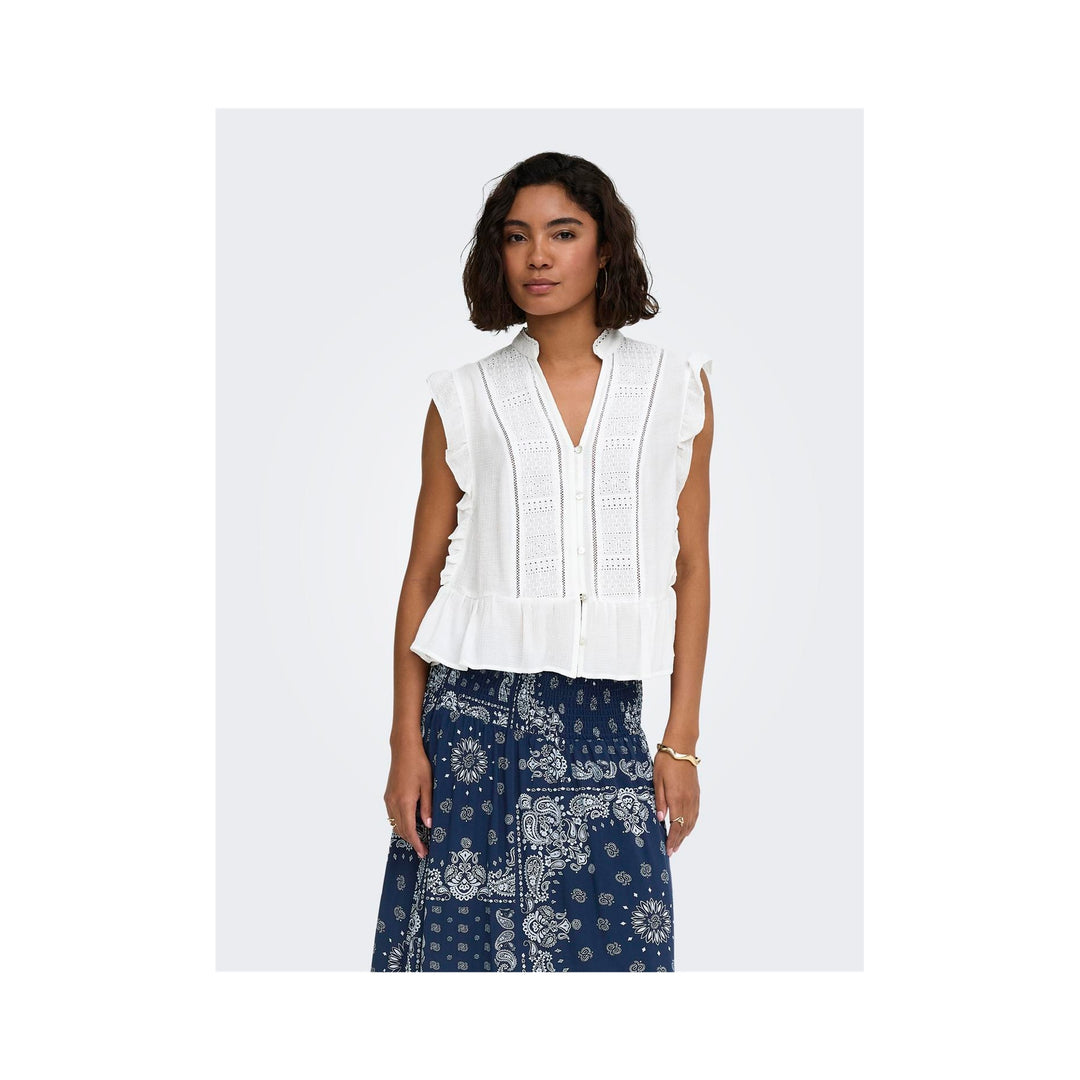 ONLY - TOP - HENNY -S/L FRILL BUTTON - 15374978 - HVID