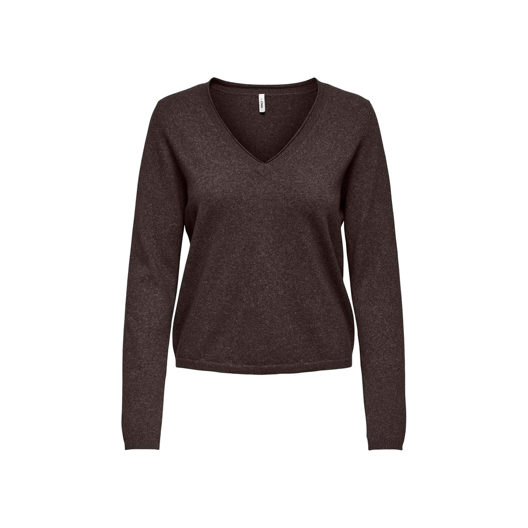 ONLY - STRIK - LOYAL V-NECK 15368957 - CHOCOLATE TORTE MELANGE