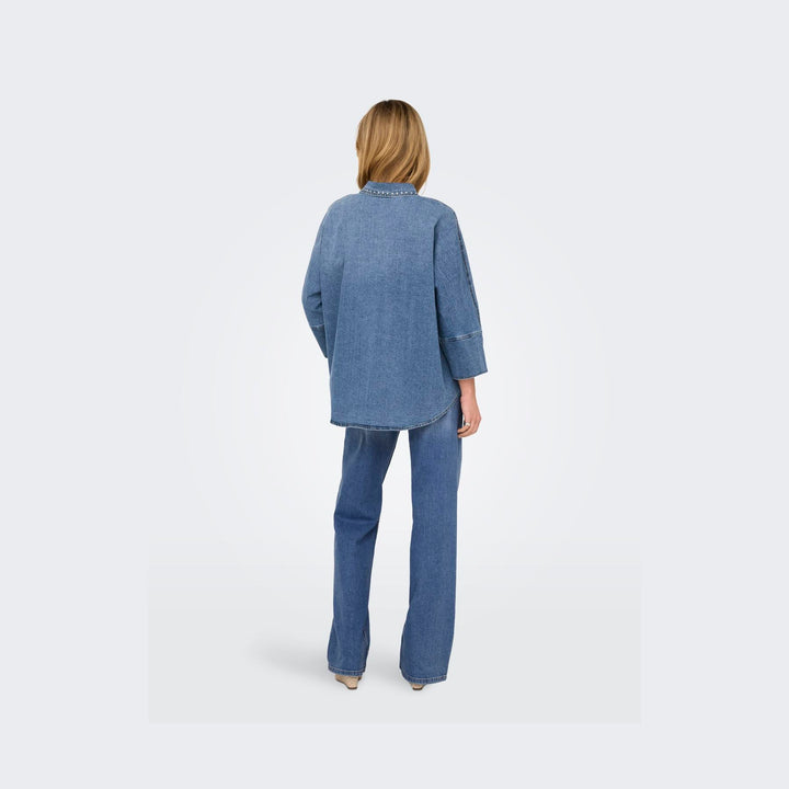 ONLY - SKJORTE - GRACE 15338585 - MEDIUM BLUE DENIM