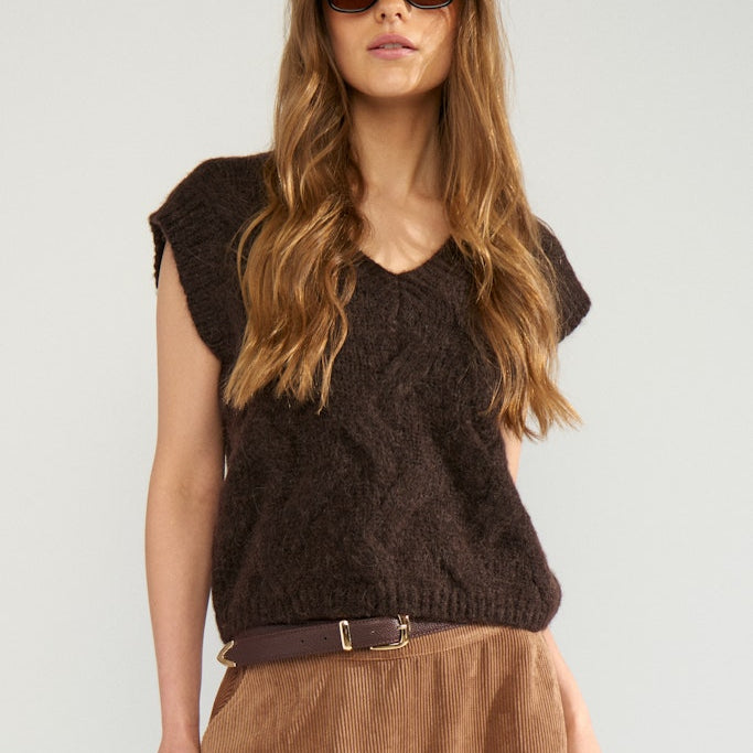NUMPH - VEST - ALMAS  strik  - 707201 - 5698 BLACK COFFEE