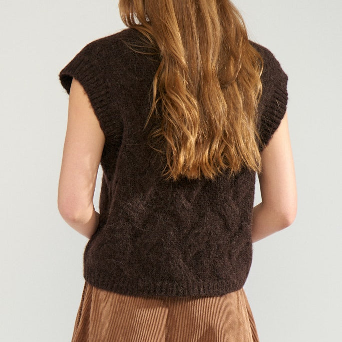 NUMPH - VEST - ALMAS  strik  - 707201 - 5698 BLACK COFFEE