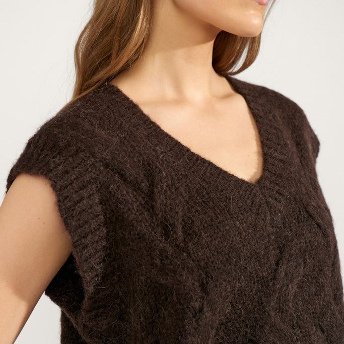 NUMPH - VEST - ALMAS  strik  - 707201 - 5698 BLACK COFFEE