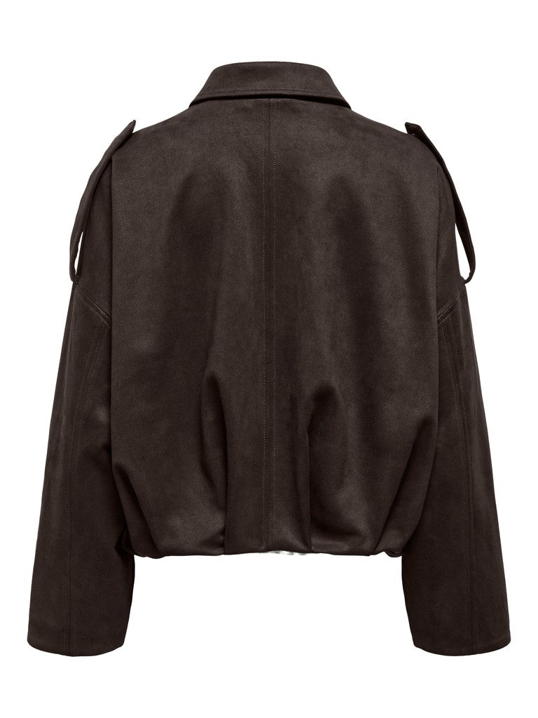 ONLY - BOMBERJAKKE - MOON-STINA FAUX SUEDE 15381024 - CHOCOLADE TORTE