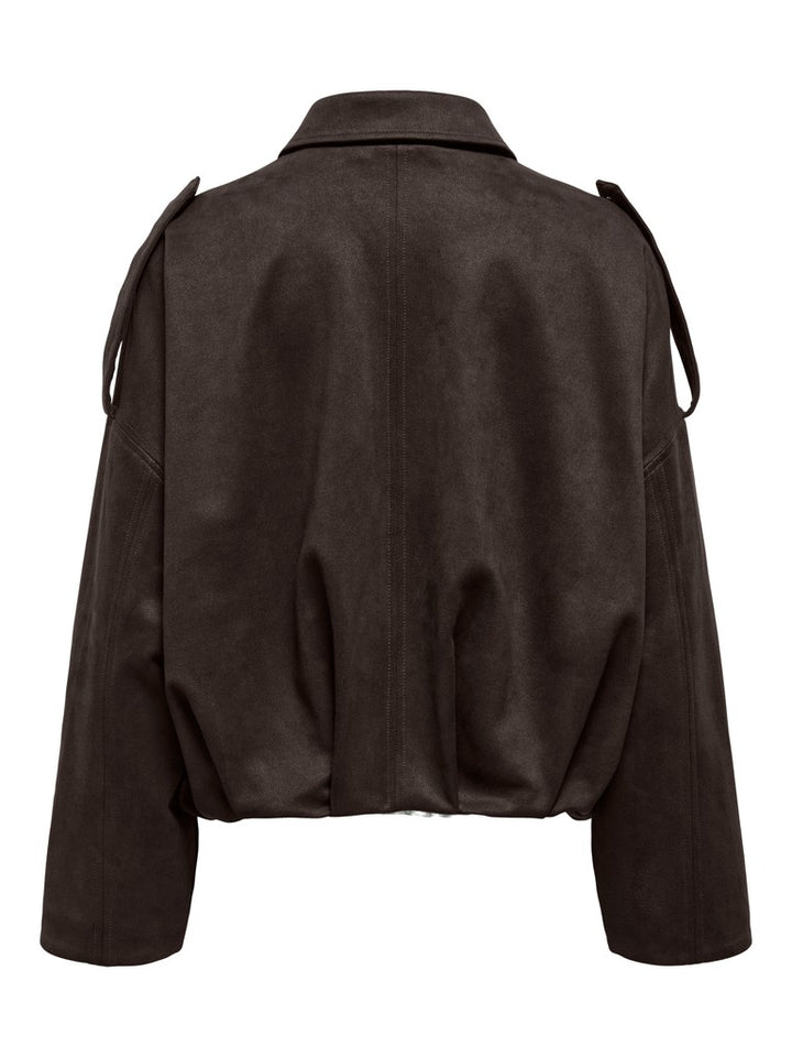 ONLY - BOMBERJAKKE - MOON-STINA FAUX SUEDE 15381024 - CHOCOLADE TORTE