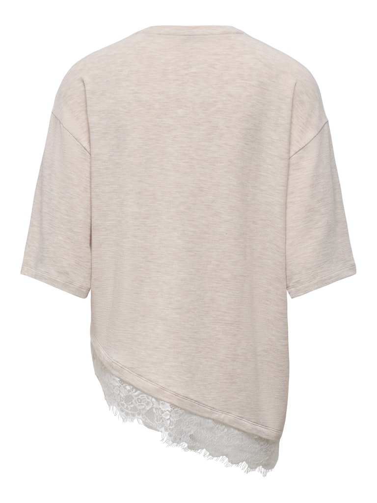 ONLY - T-SHIRTS - GLAMOUR SS LACE - 15391753 - OATMEAL DETAIL